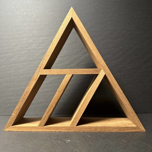 Modern Boho Wooden Shelf For Mini Collections 13"X12"X3" Triangle - Picture 1 of 6